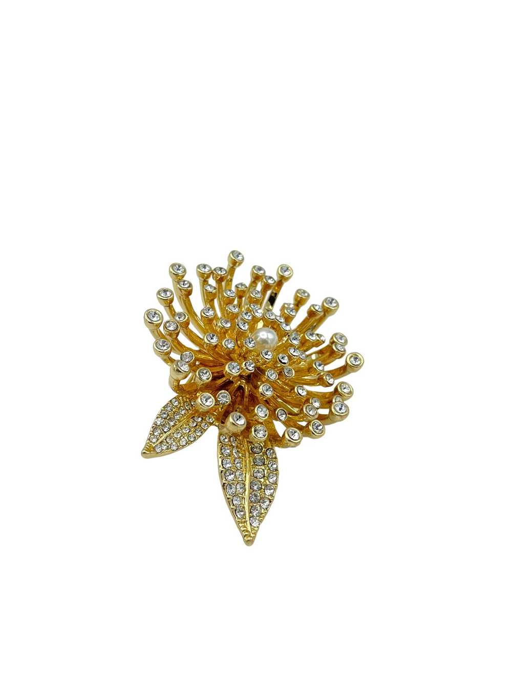 Anne Klein Gold Three Dimensional Flower Brooch - image 3