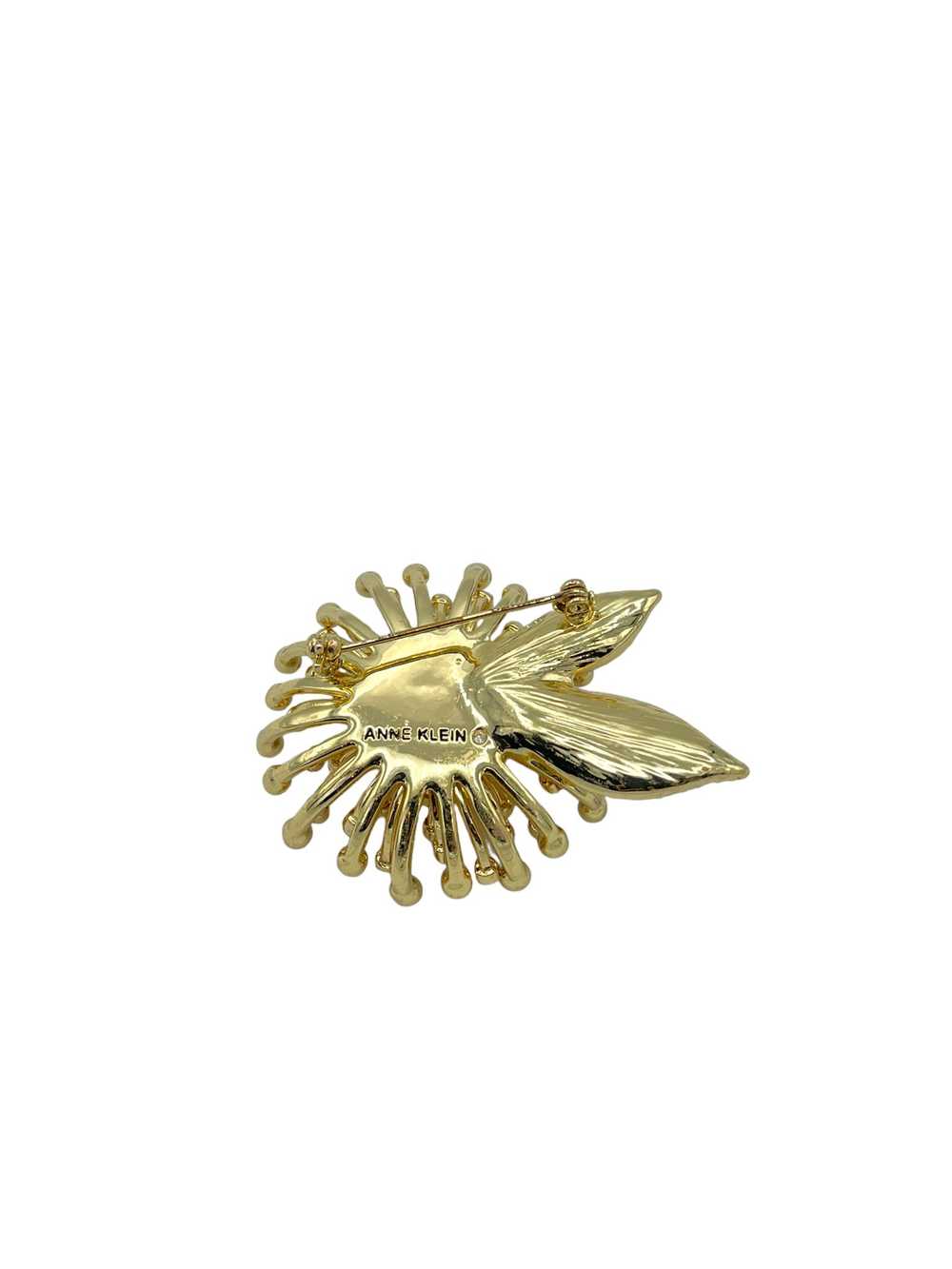 Anne Klein Gold Three Dimensional Flower Brooch - image 4