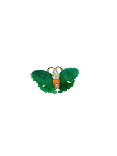 Kenneth Jay Lane KJL Green Jade Butterfly Brooch