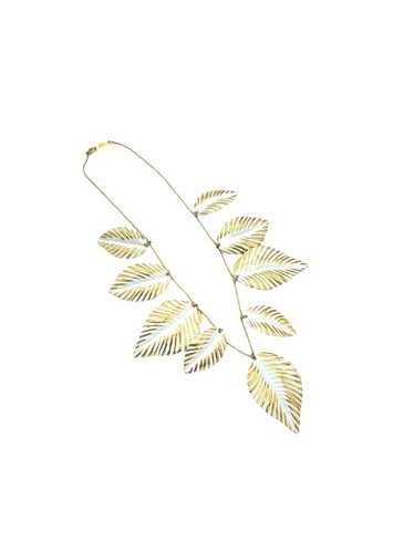 Gold & White Enamel Napier Leaf Pendant