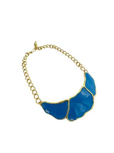 Gold Monet Blue Enamel Collar Necklace