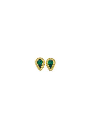Gold Swarovski Green Crystal Vintage Clip-On Earri