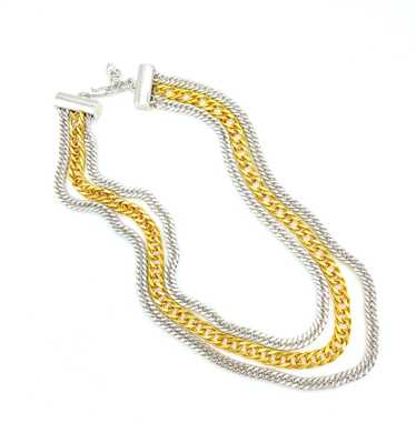 Gold and Silver Monet Layered Long Multi-Strand Ch
