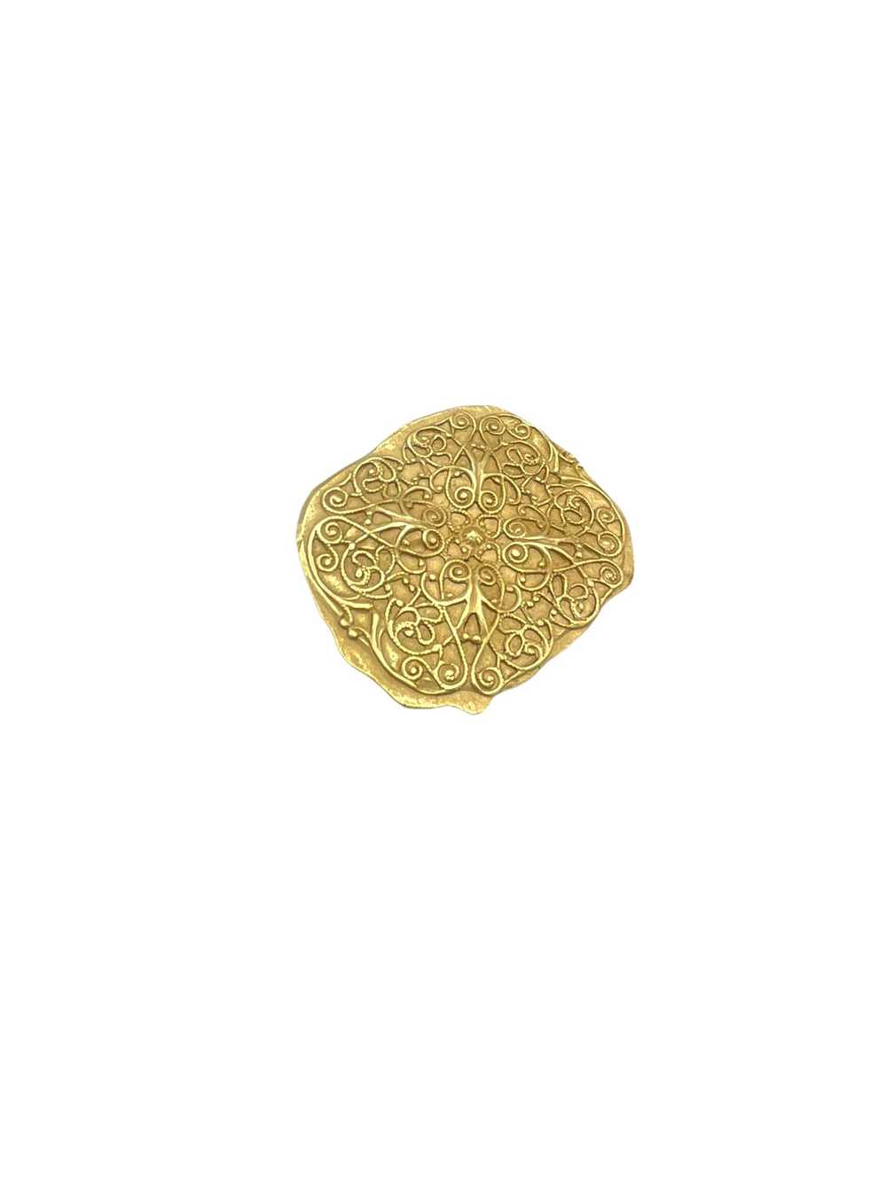 DKNY Matt Gold Victorian Revival Vintage Brooch - image 3