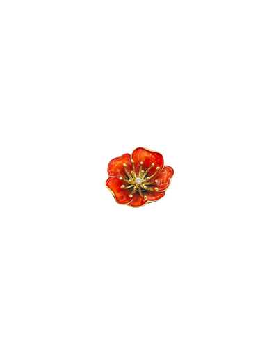 Gold Classic Monet Orange Poppy Enamel Flower Vint