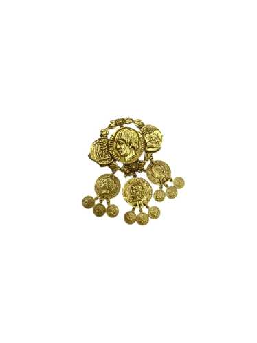 Coro Layered Gold Coin Medallion Charm Vintage Bro