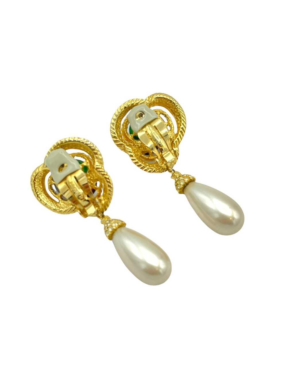 Ciner Mogel Cabochon & Pearl Vintage Clip-On Earr… - image 4