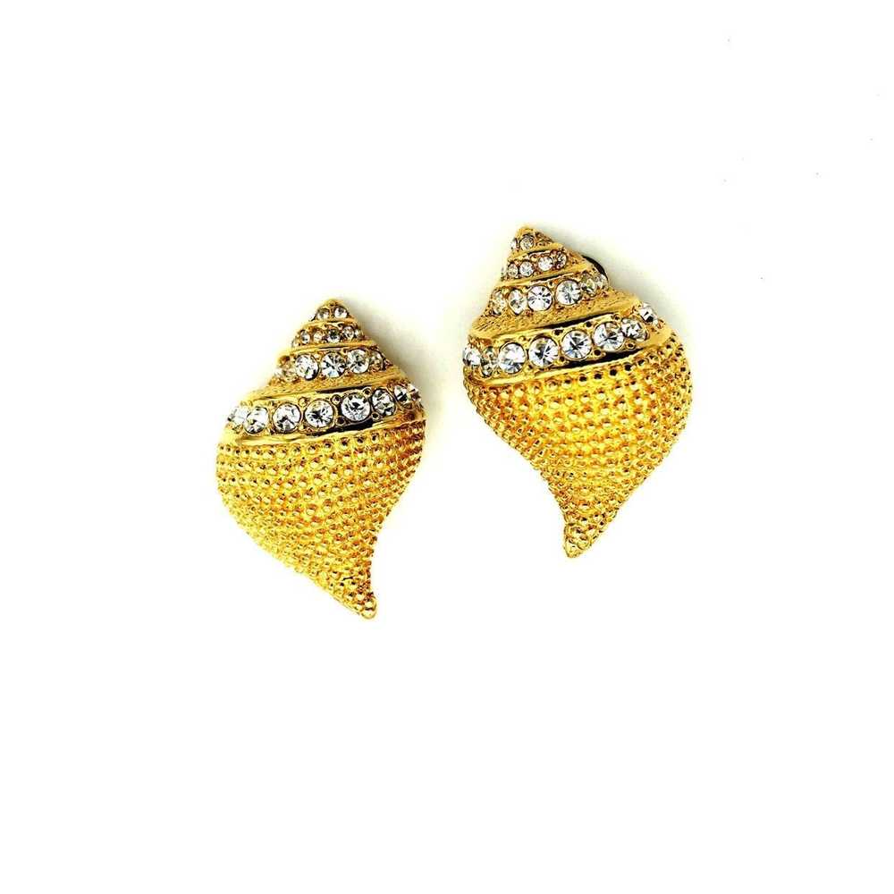 Gold Kenneth Jay Lane Conch Seashell Brooch & Ear… - image 3