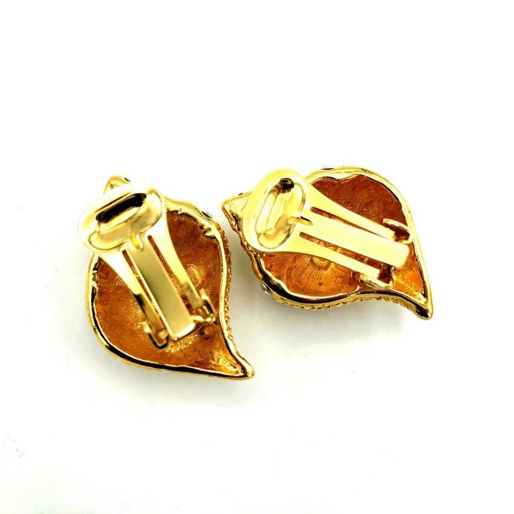 Gold Kenneth Jay Lane Conch Seashell Brooch & Ear… - image 4