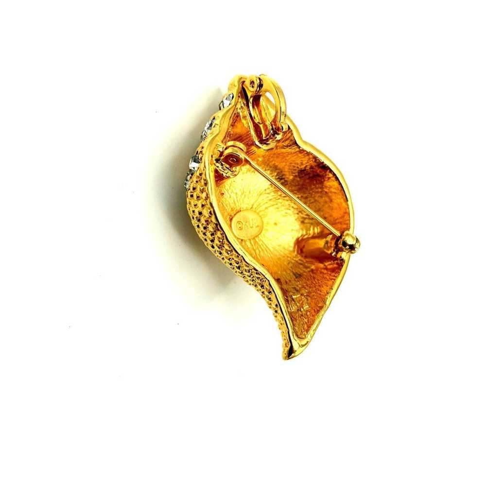 Gold Kenneth Jay Lane Conch Seashell Brooch & Ear… - image 6