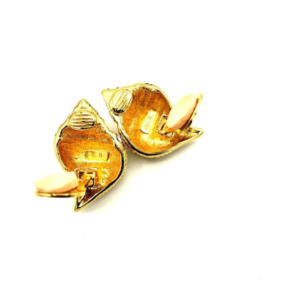 Gold Kenneth Jay Lane Conch Seashell Brooch & Ear… - image 7