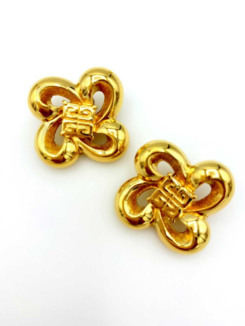 Classic Givenchy Gold Bow Logo Vintage Clip-On Ea… - image 2