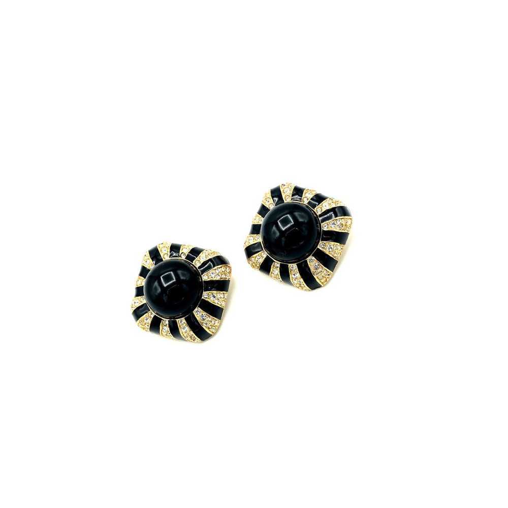 Ciner Gold Black Enamel Rhinestone Vintage Statem… - image 3