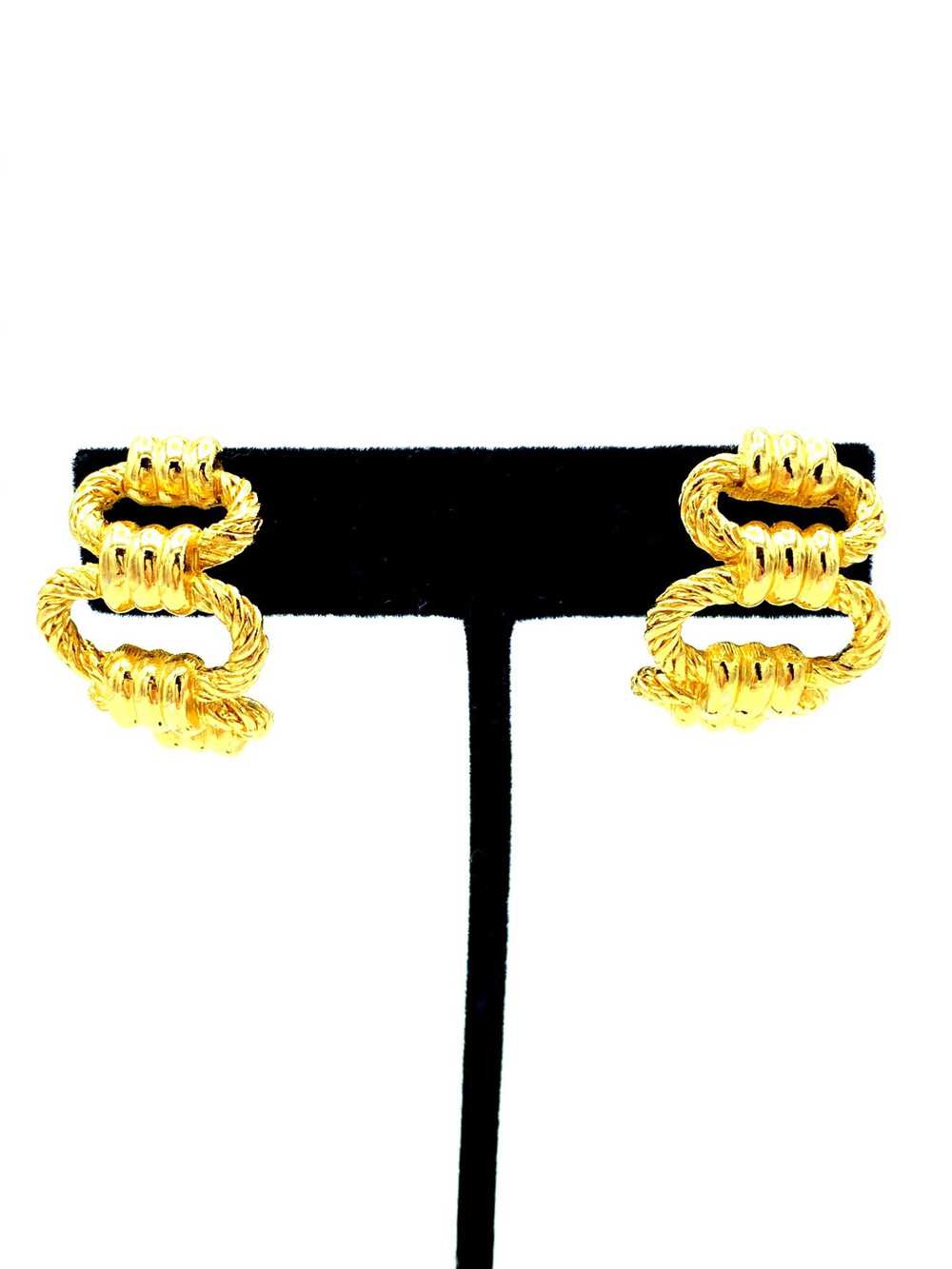 Christian Dior Gold Chain Link Half Chunky Hoop V… - image 3