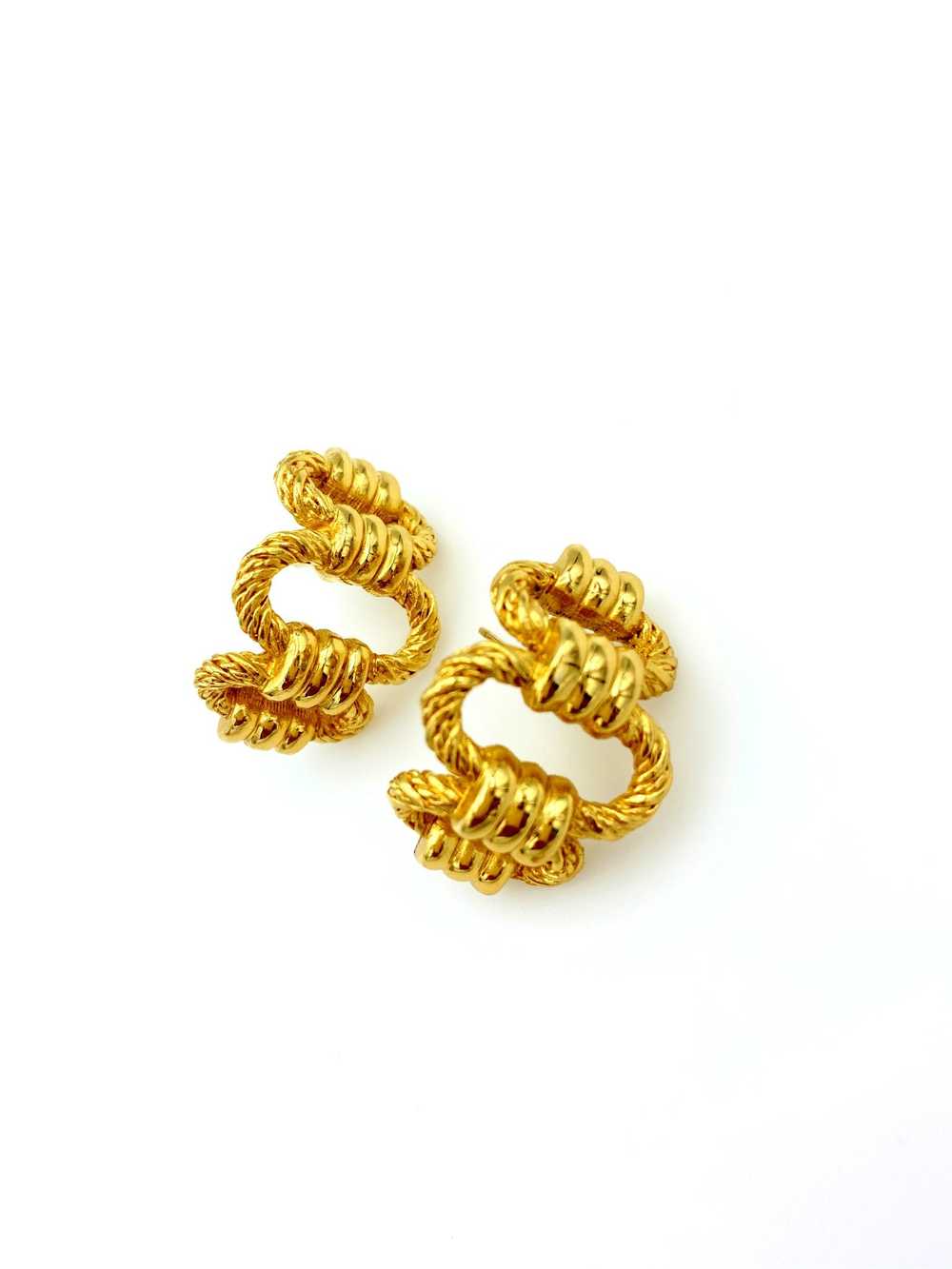 Christian Dior Gold Chain Link Half Chunky Hoop V… - image 4