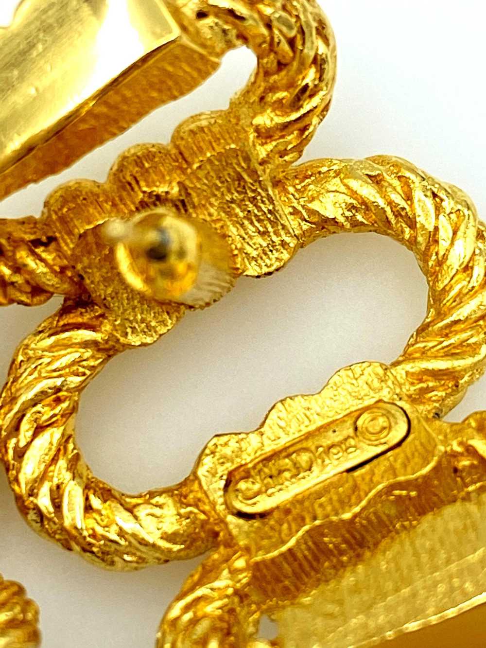 Christian Dior Gold Chain Link Half Chunky Hoop V… - image 6