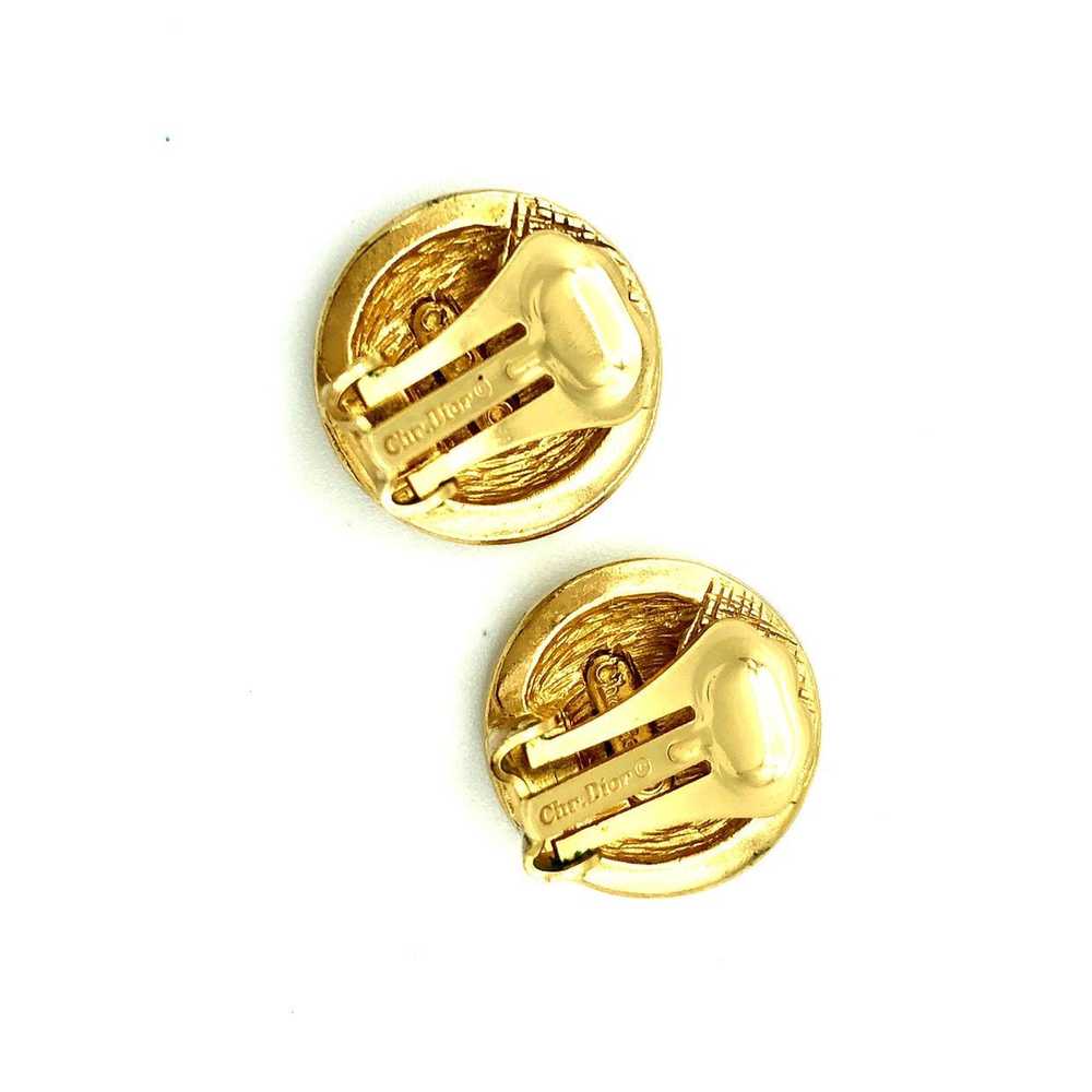 Christian Dior Gold Logo Monogram Vintage Clip-On… - image 5