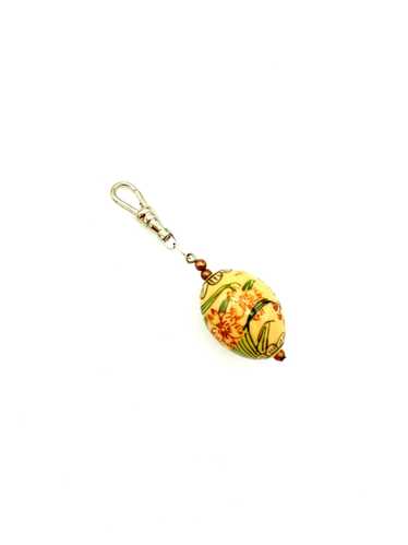 Asian Lacquer Floral Bead Charm - image 1