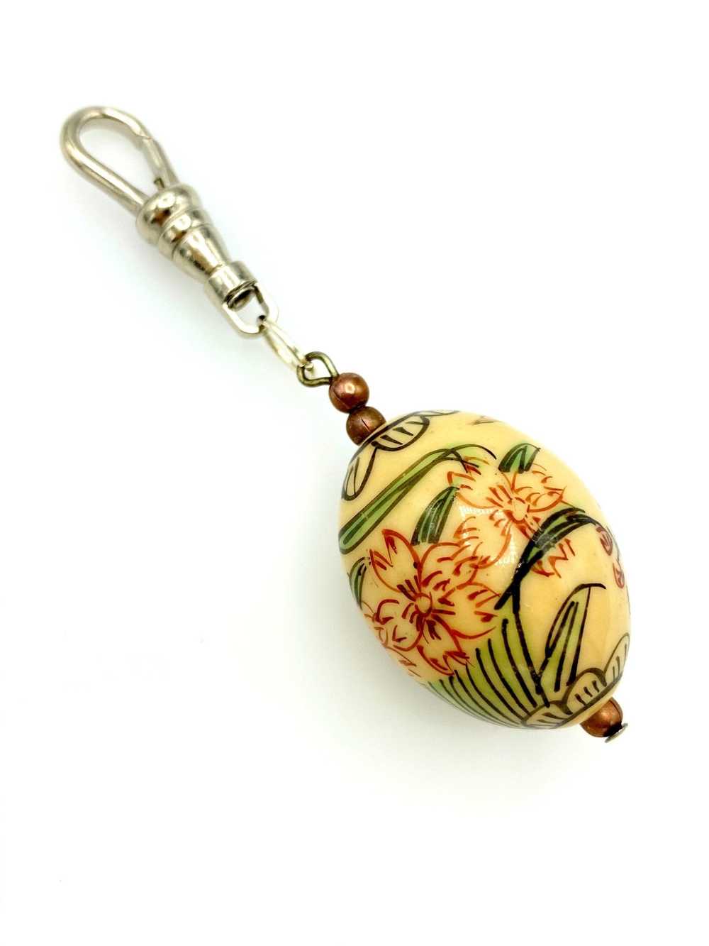 Asian Lacquer Floral Bead Charm - image 4