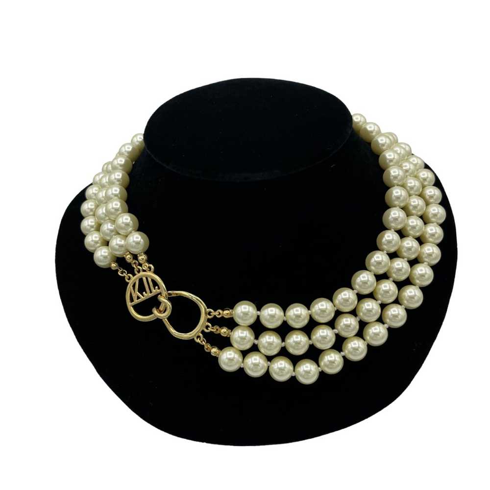 Kenneth Jay Lane Three Strand White Pearl KJL Nec… - image 2