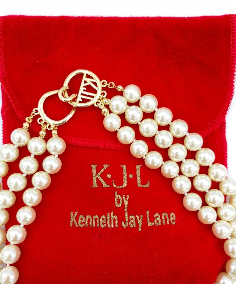 Kenneth Jay Lane Three Strand White Pearl KJL Nec… - image 3