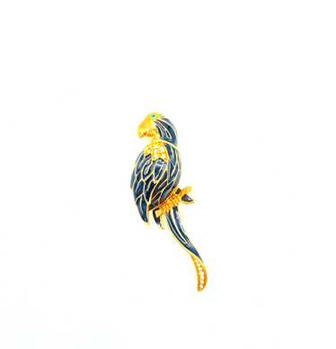 SAL Swarovski Gold Enamel & Crystal Parrot Bird Br