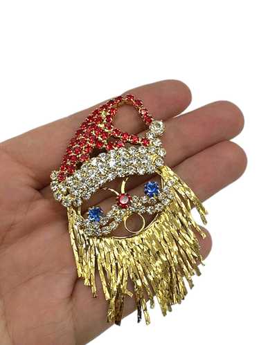 Vintage Rhinestone Santa Claus Brooch Brooch