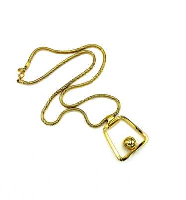 Gold Park Lane Long Snake Chain Abstract Pendant