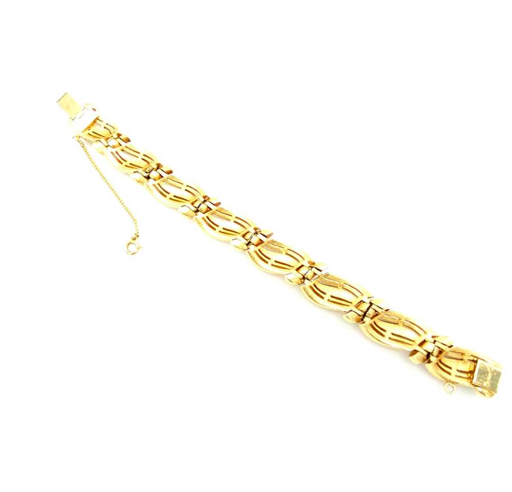 Gold Vintage Trifari Red Enamel Bow Rope Bracelet - image 5