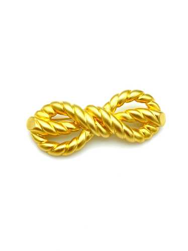 Matt Gold Rope Bow Classic Vintage Brooch by Mimi 
