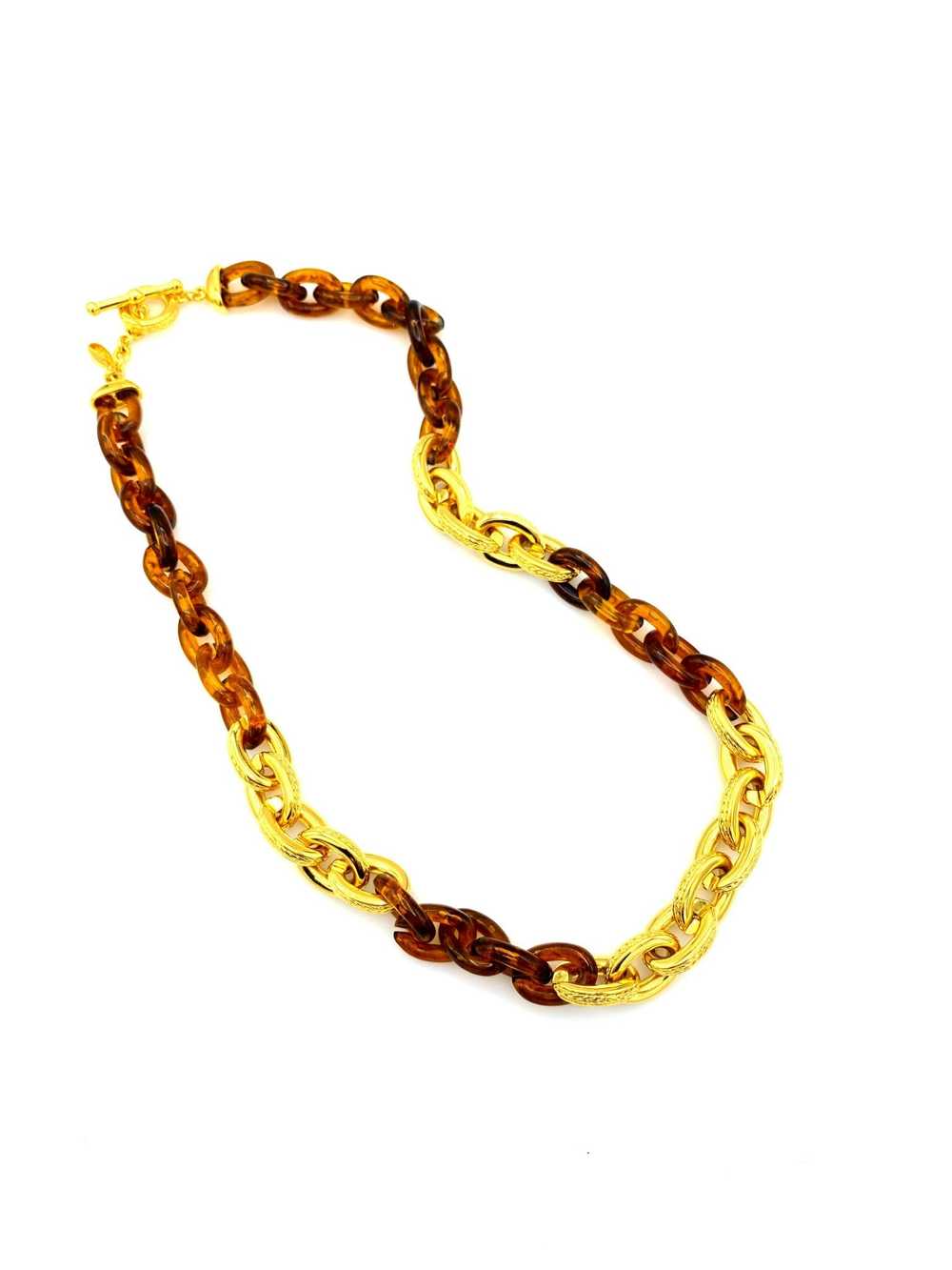 Joan Rivers Gold & Tortoise Shell Link Vintage Ne… - image 1