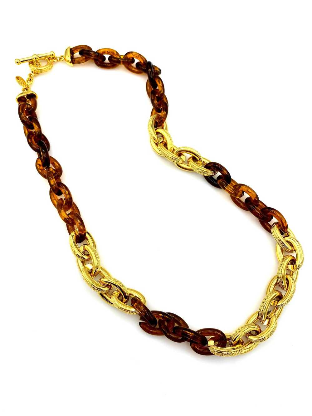 Joan Rivers Gold & Tortoise Shell Link Vintage Ne… - image 4