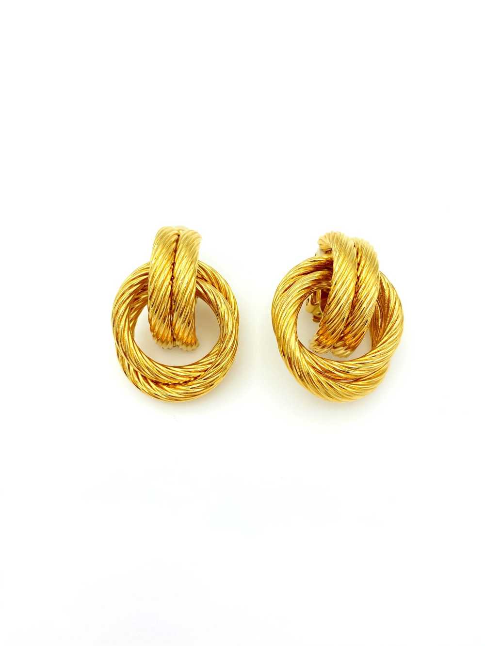 Givenchy Gold Twisted Knot Vintage Clip-On Earrin… - image 1