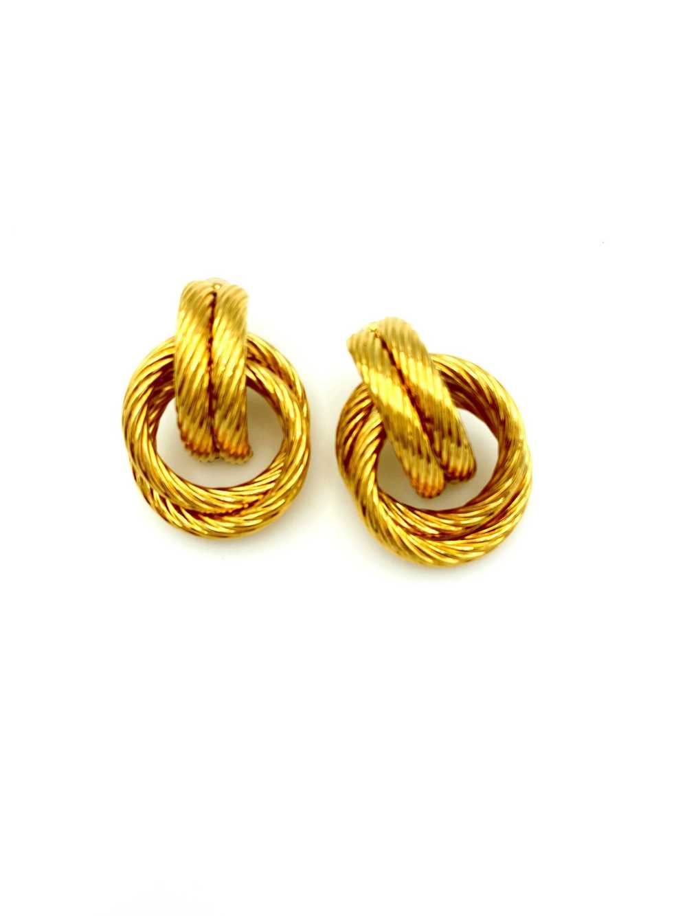 Givenchy Gold Twisted Knot Vintage Clip-On Earrin… - image 2