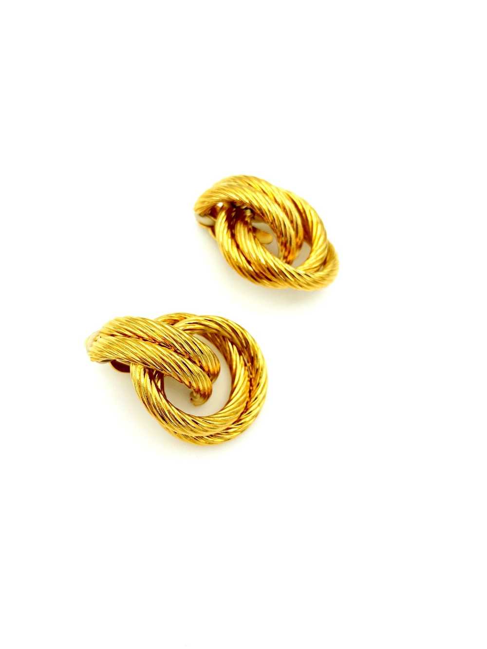 Givenchy Gold Twisted Knot Vintage Clip-On Earrin… - image 4