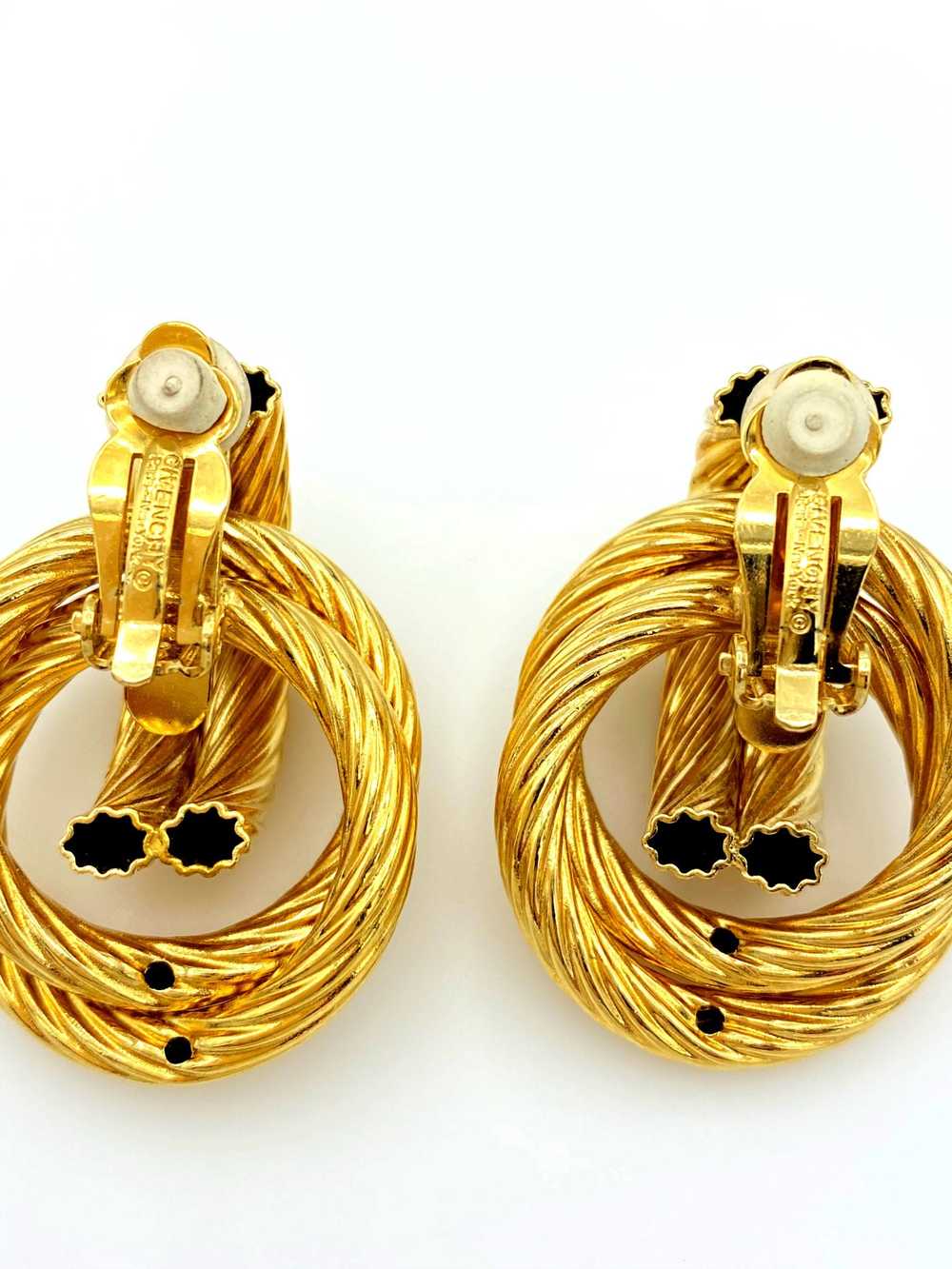 Givenchy Gold Twisted Knot Vintage Clip-On Earrin… - image 5