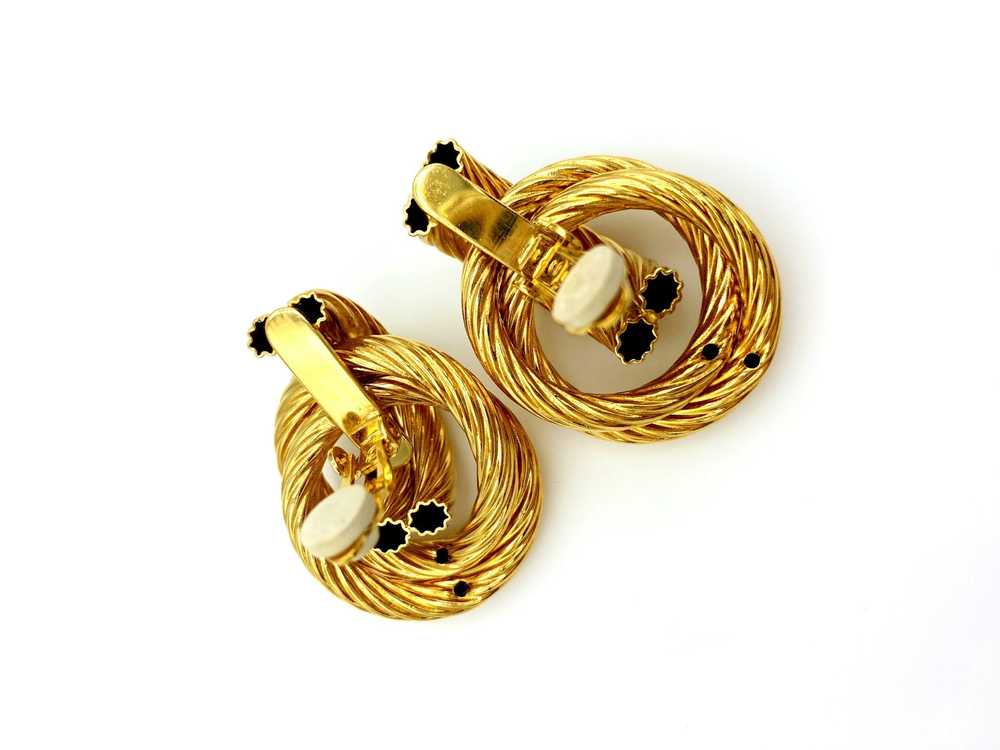 Givenchy Gold Twisted Knot Vintage Clip-On Earrin… - image 6