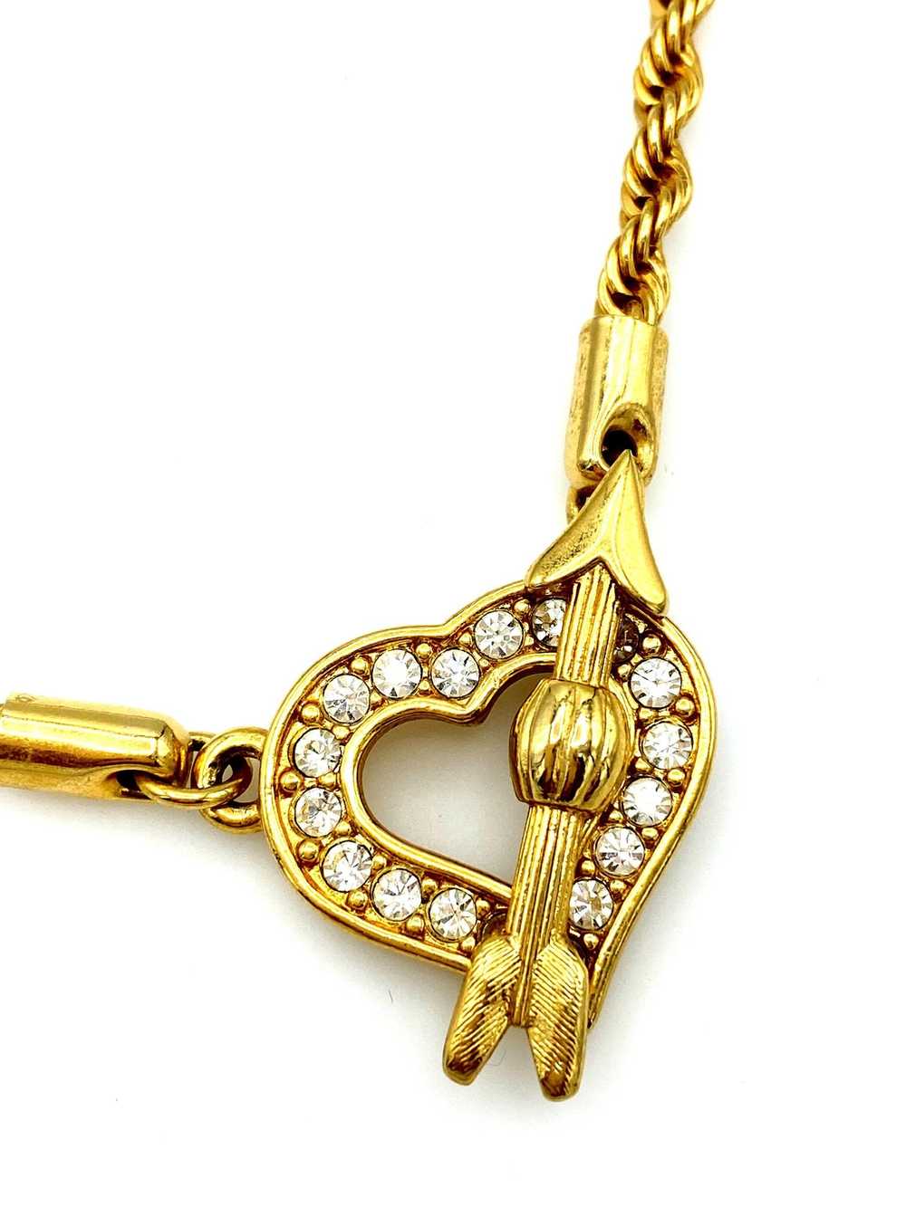 Swarovski White Crystal Open Heart Pendant Gold R… - image 6