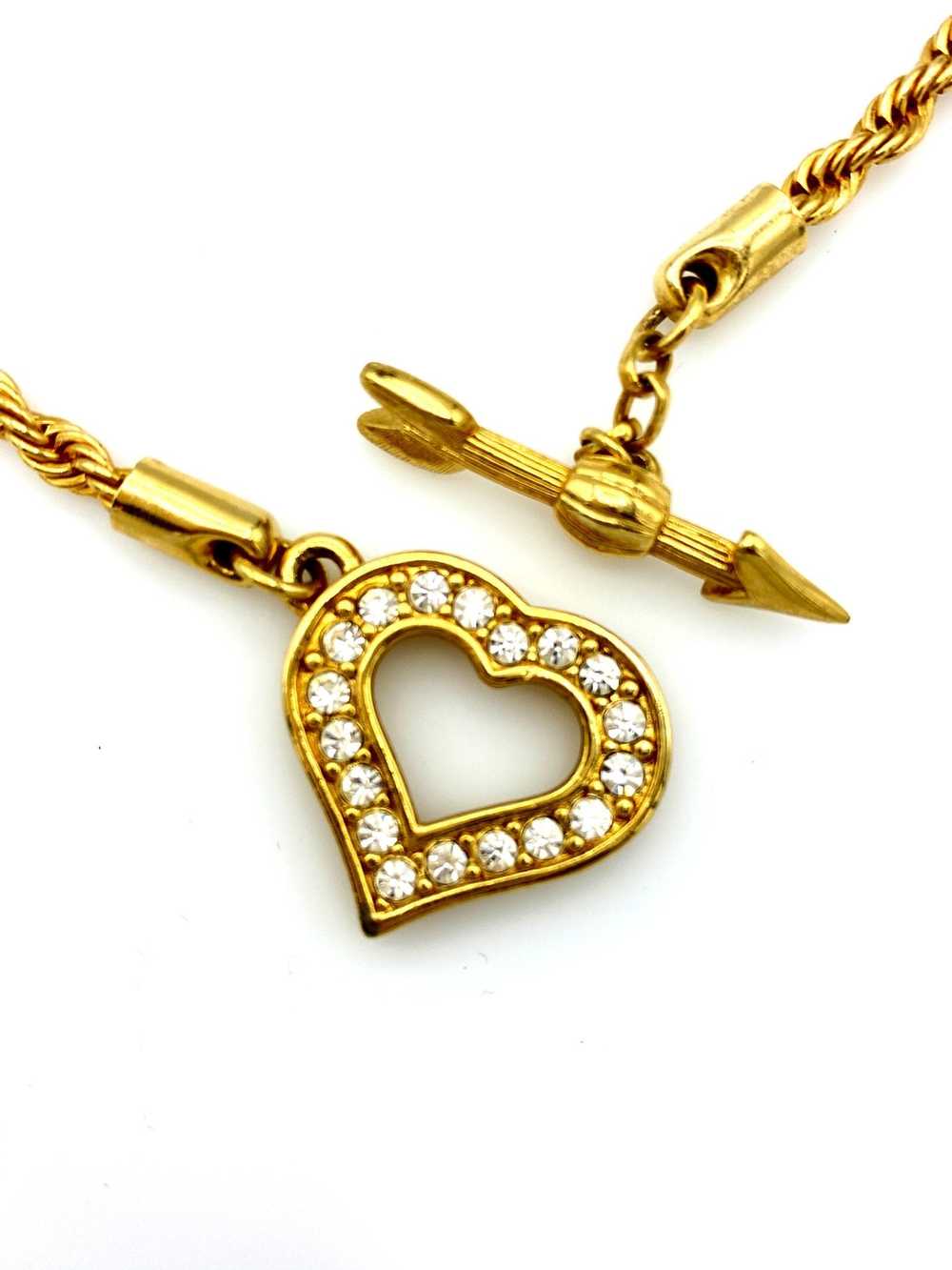 Swarovski White Crystal Open Heart Pendant Gold R… - image 7