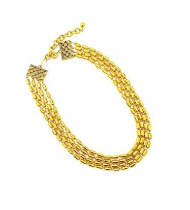 Gold Multiple Ball Chain Strand Vintage Necklace - image 1