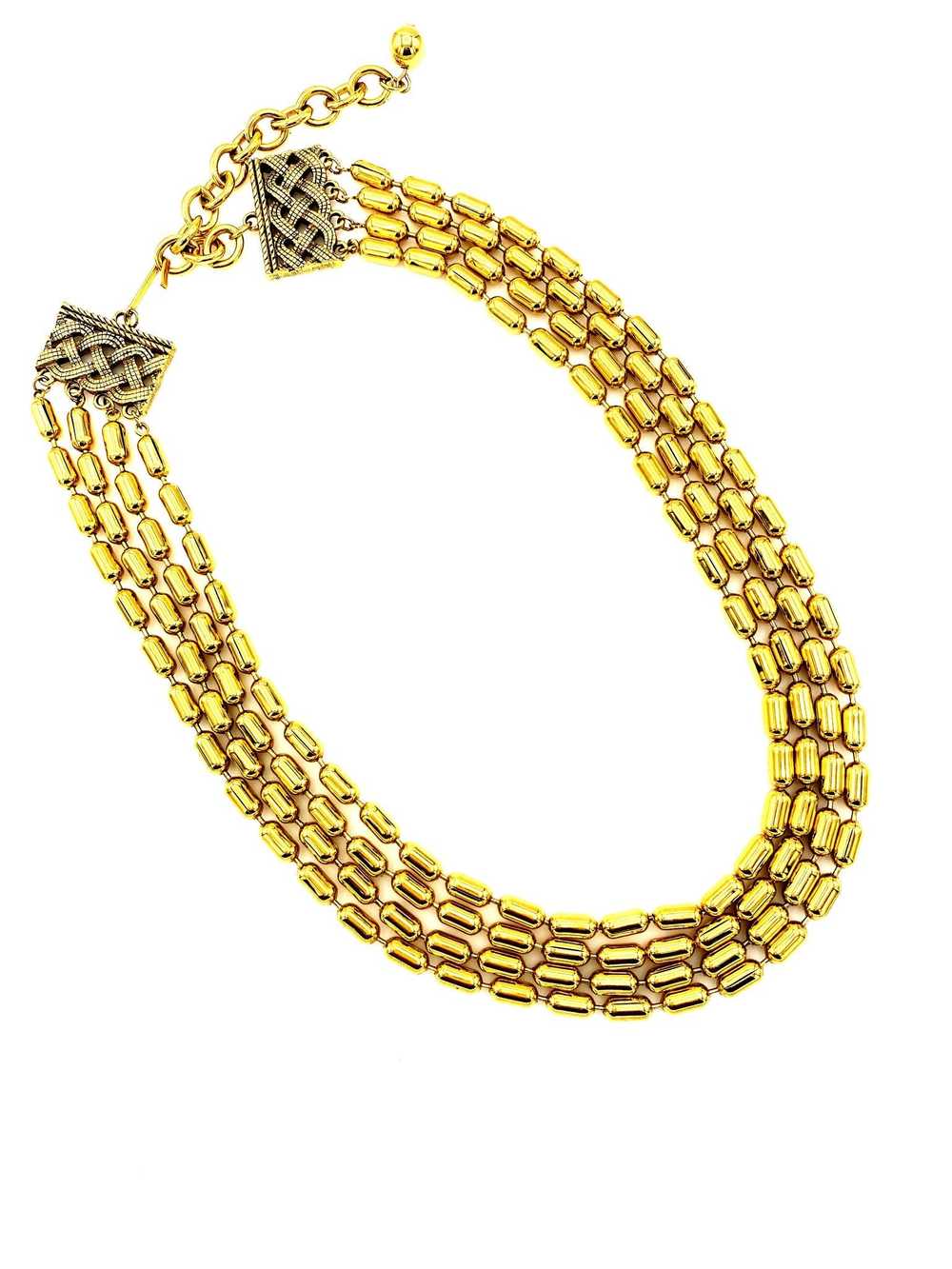 Gold Multiple Ball Chain Strand Vintage Necklace - image 2