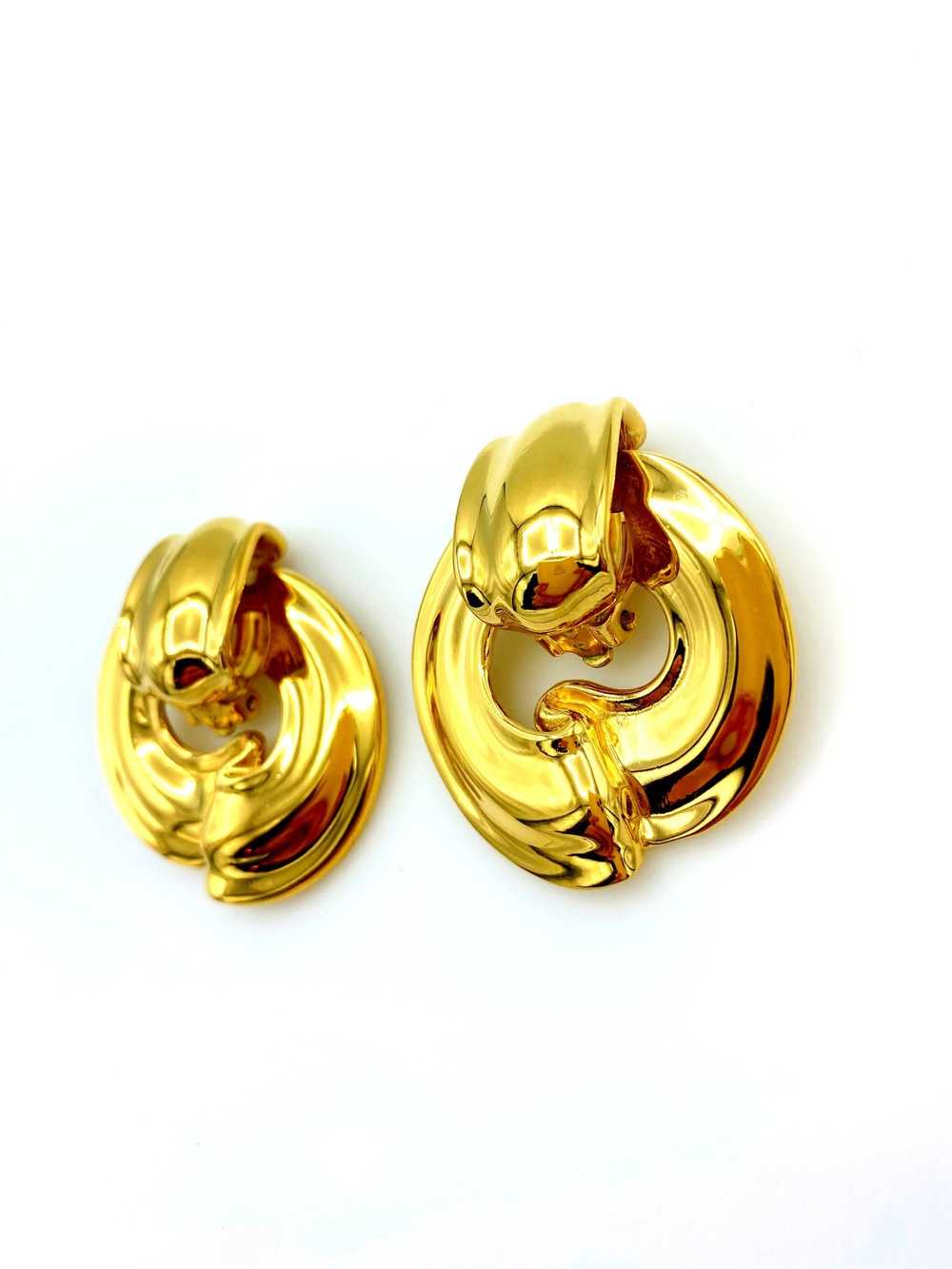 Givenchy Gold Statement Door Knocker Vintage Clip… - image 2