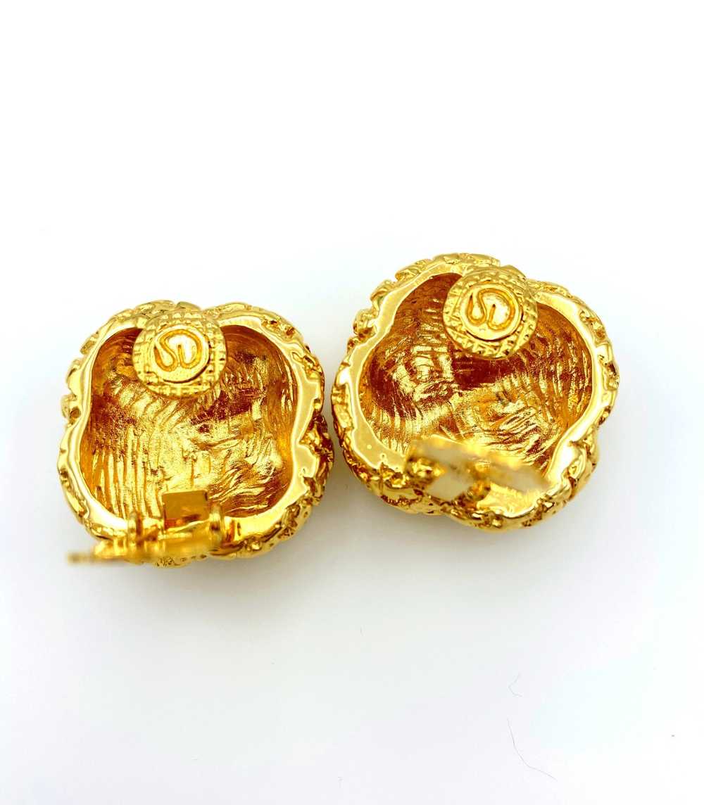 Vintage Gold St. John Classic Clip-On Earrings - image 6