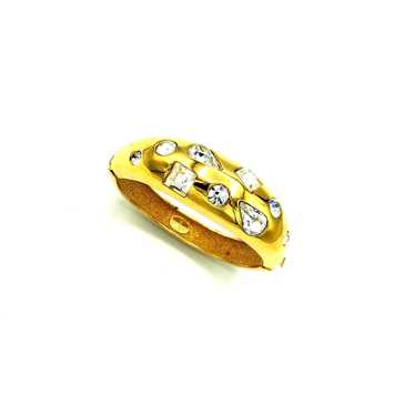Givenchy Gold Hinged Rhinestone Bangle Statement … - image 1