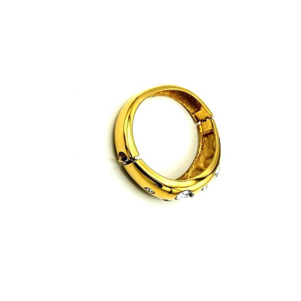 Givenchy Gold Hinged Rhinestone Bangle Statement … - image 4