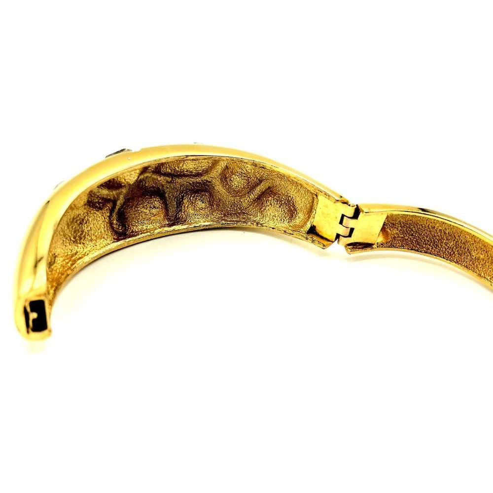 Givenchy Gold Hinged Rhinestone Bangle Statement … - image 6