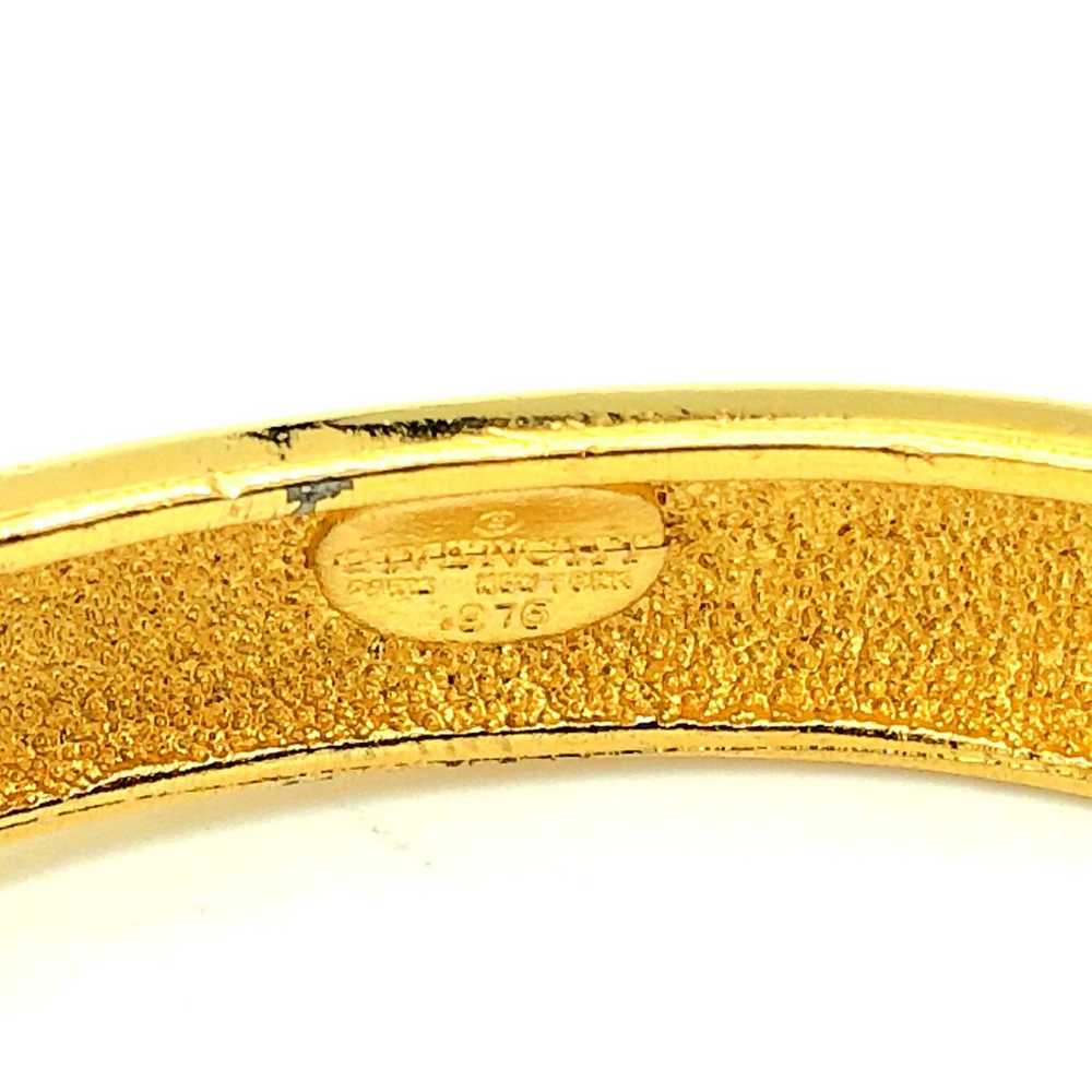 Givenchy Gold Hinged Rhinestone Bangle Statement … - image 7
