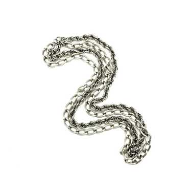 Silver Monet Layered Long Multi-Strand Chain Vint… - image 1