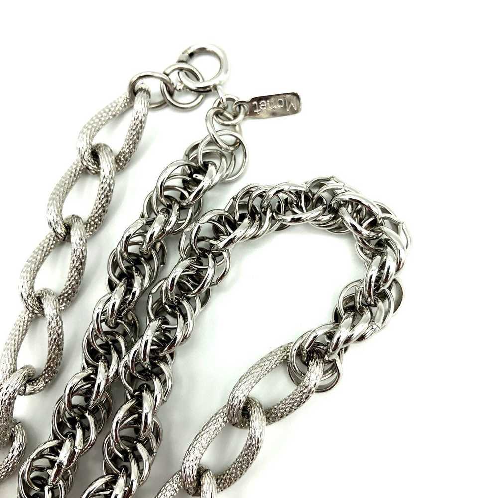 Silver Monet Layered Long Multi-Strand Chain Vint… - image 7