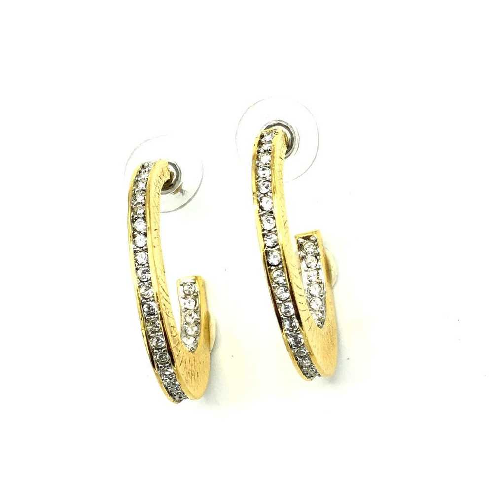 Nolan Miller Half Hoop Diamante Gold Pierced Earr… - image 1